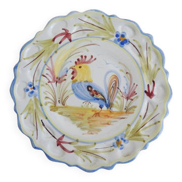 Old Small Hand-Painted Plate: Rooster