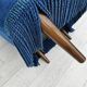 1960s, Danish lounge chair, blue furniture velour, beech wood legs.