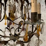 Louis XV style cage chandelier with pendants and drop of water XX century