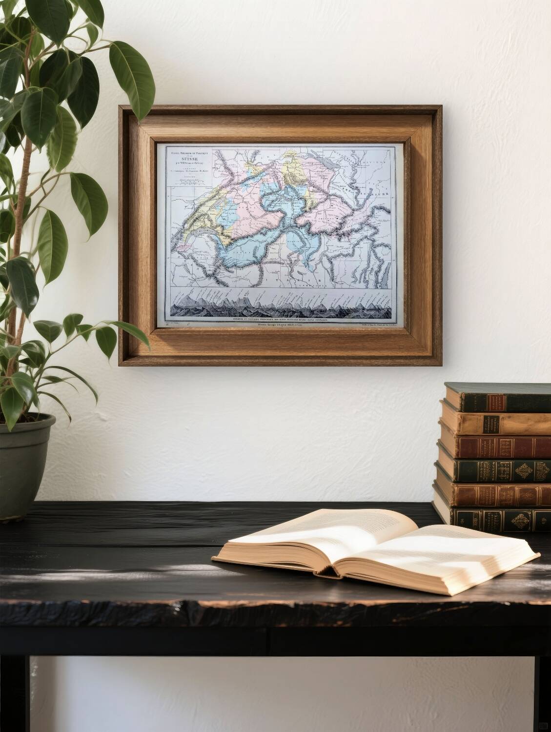 Switzerland, original map printed in 1879.