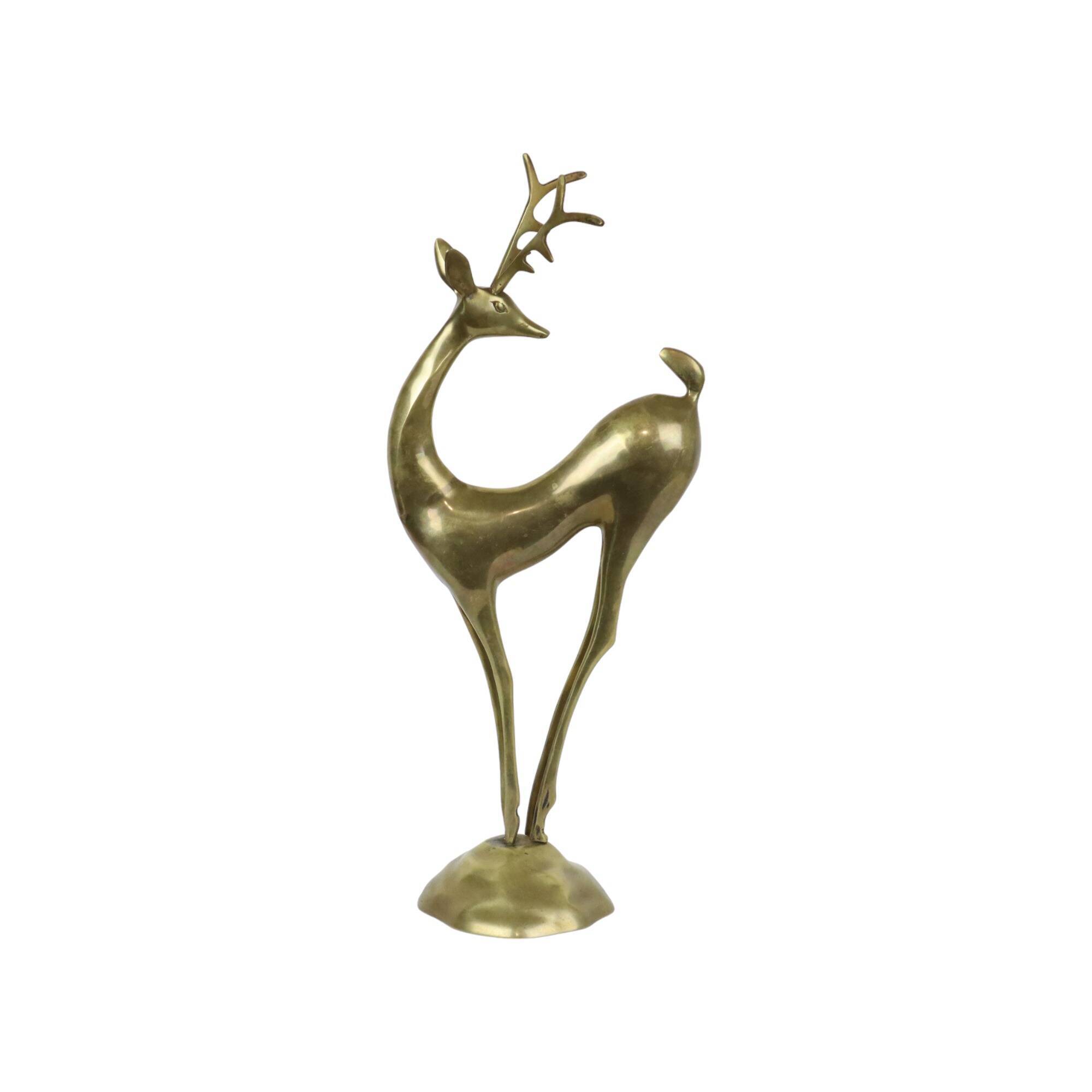 Large vintage brass deer statue sculpture art deco style christmas