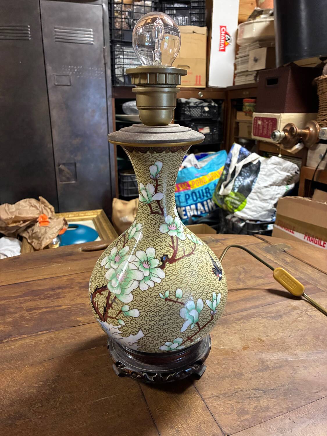 Chinese cloisonné lamp