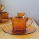 Amber glass coffee cups 70s