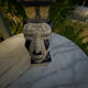 Vintage cobalt blue glazed ceramic elephant stool