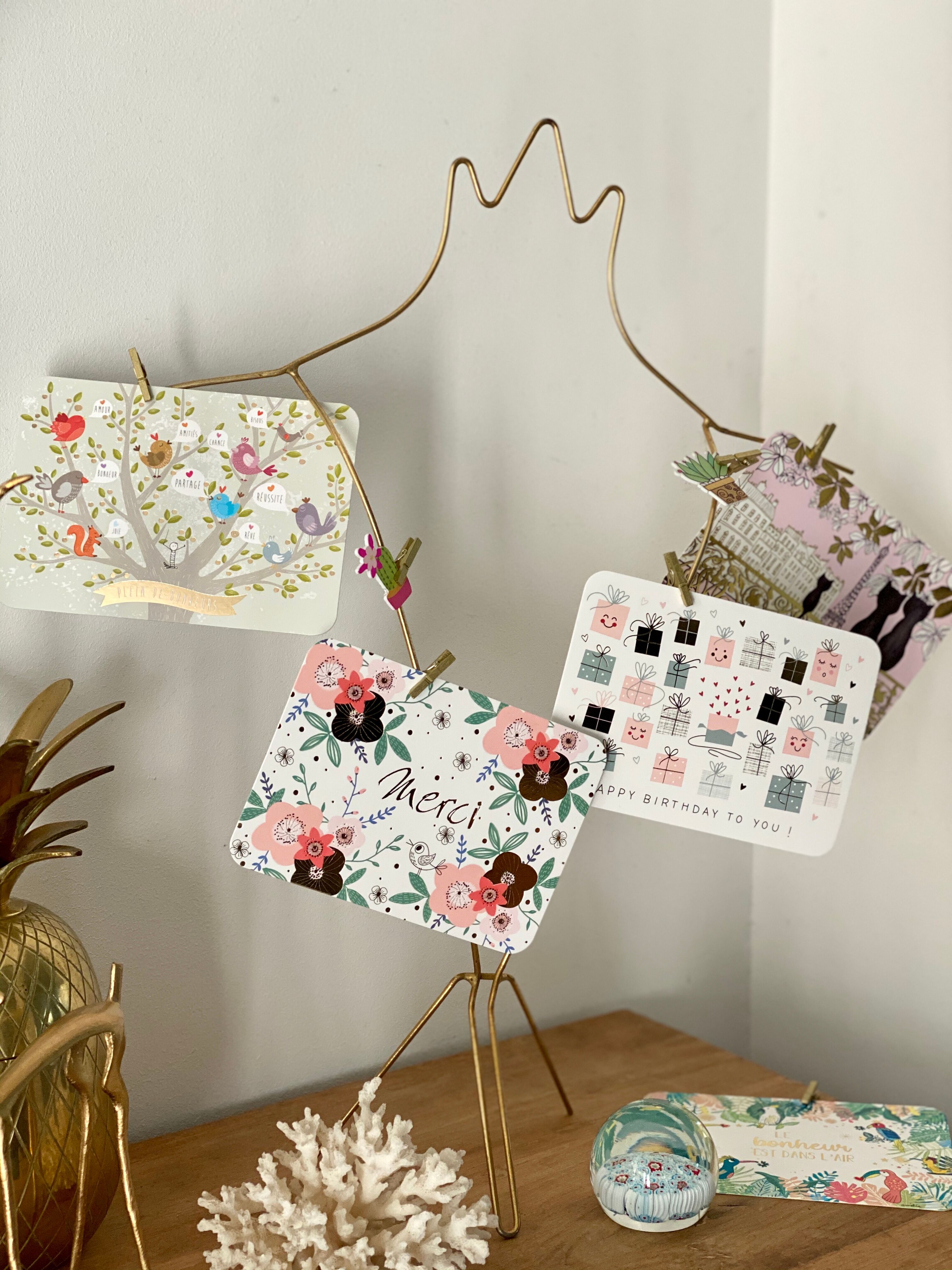 Golden postcard display