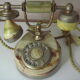 Phone old with marble and gold plated 17 k italy