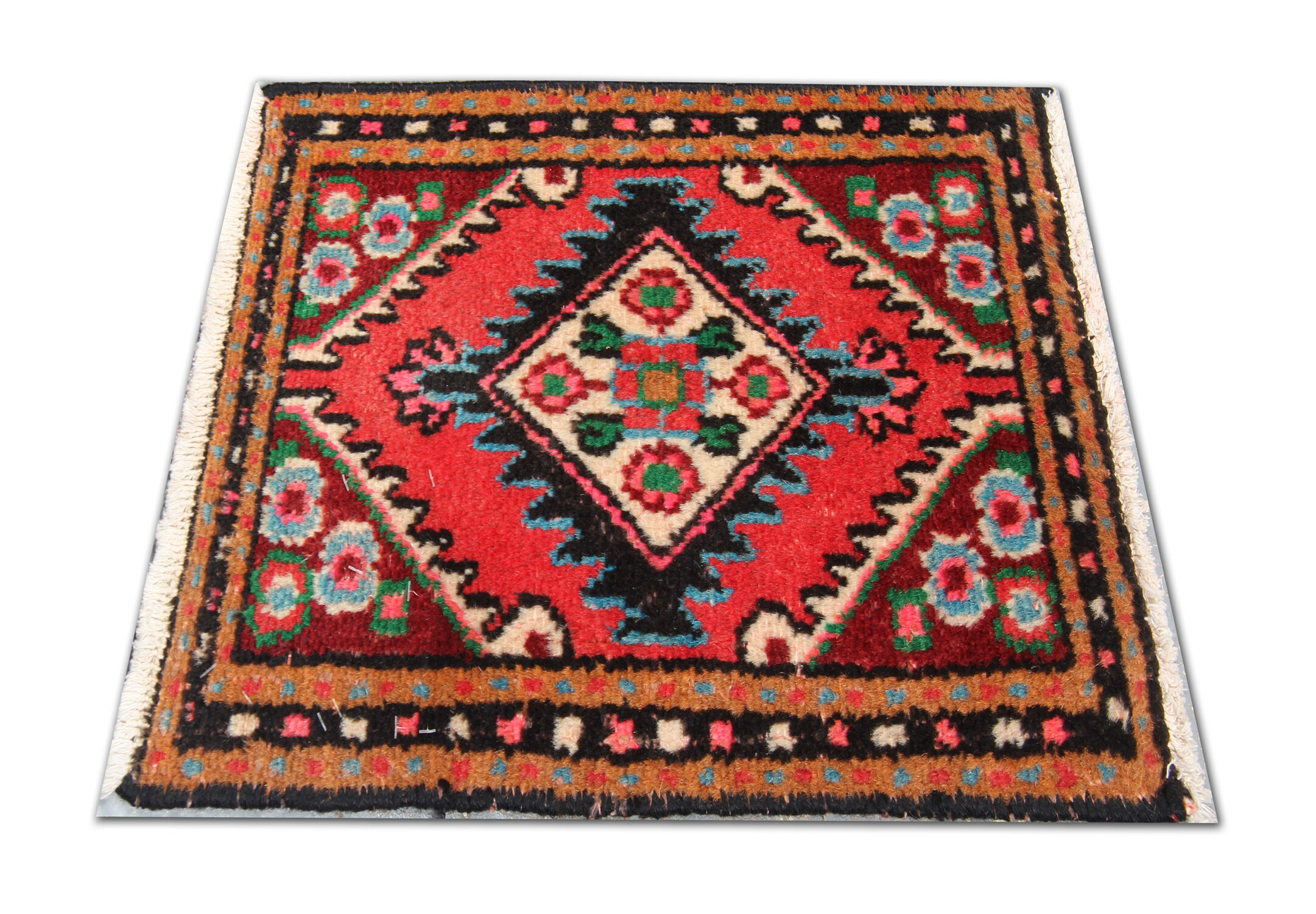 Vintage persian rug, handwoven oriental area carpet mat- 37x55cm
