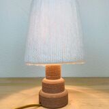 Brutalist lamp in pink sandstone and wool lampshade
