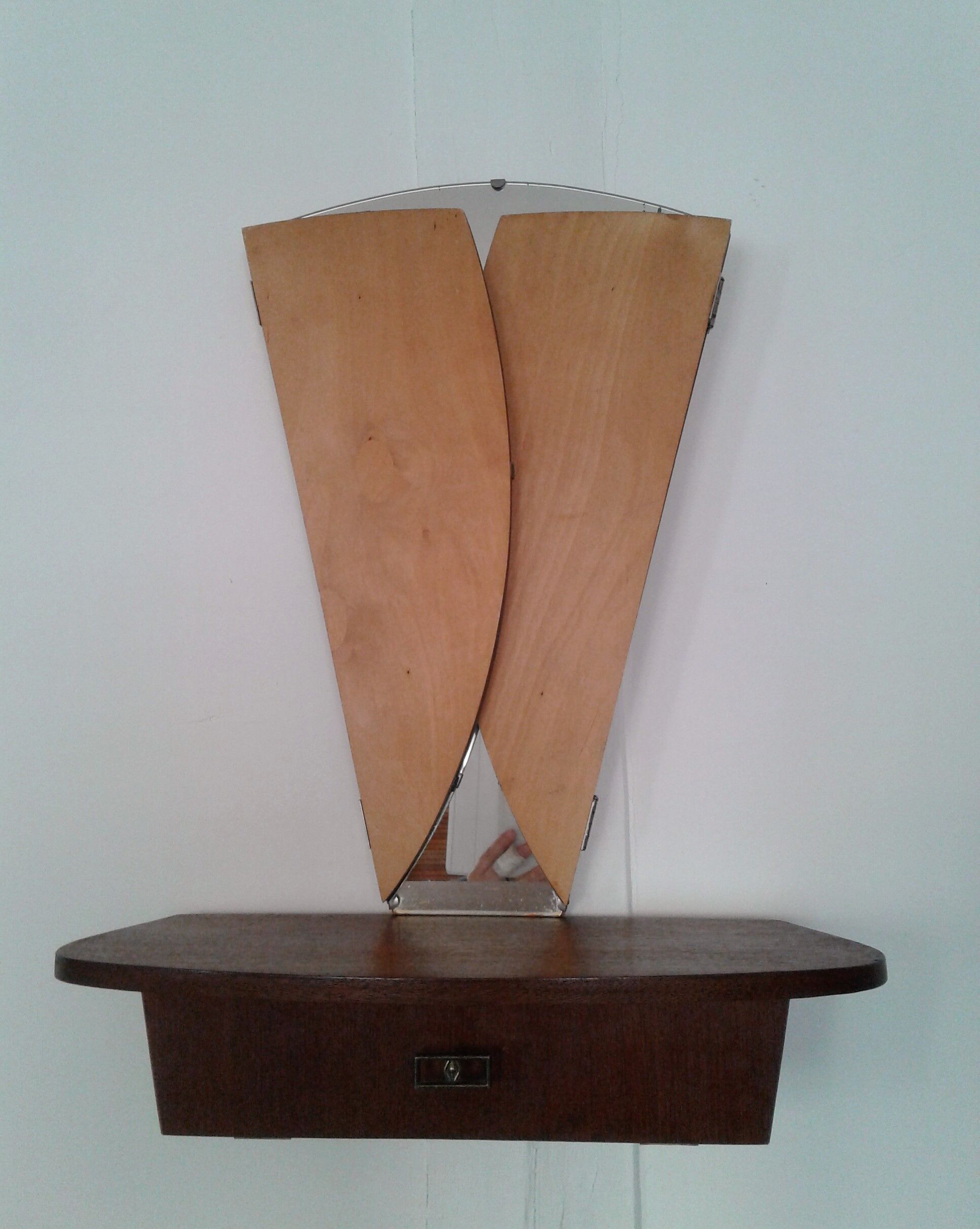 Mirror with shelf and drawer triptych  56x56cm