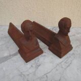 Pair of antique andirons - Napoleon III effigy