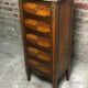 Chiffonnier / small furniture style Louis XVI marquetry on marble and bronze