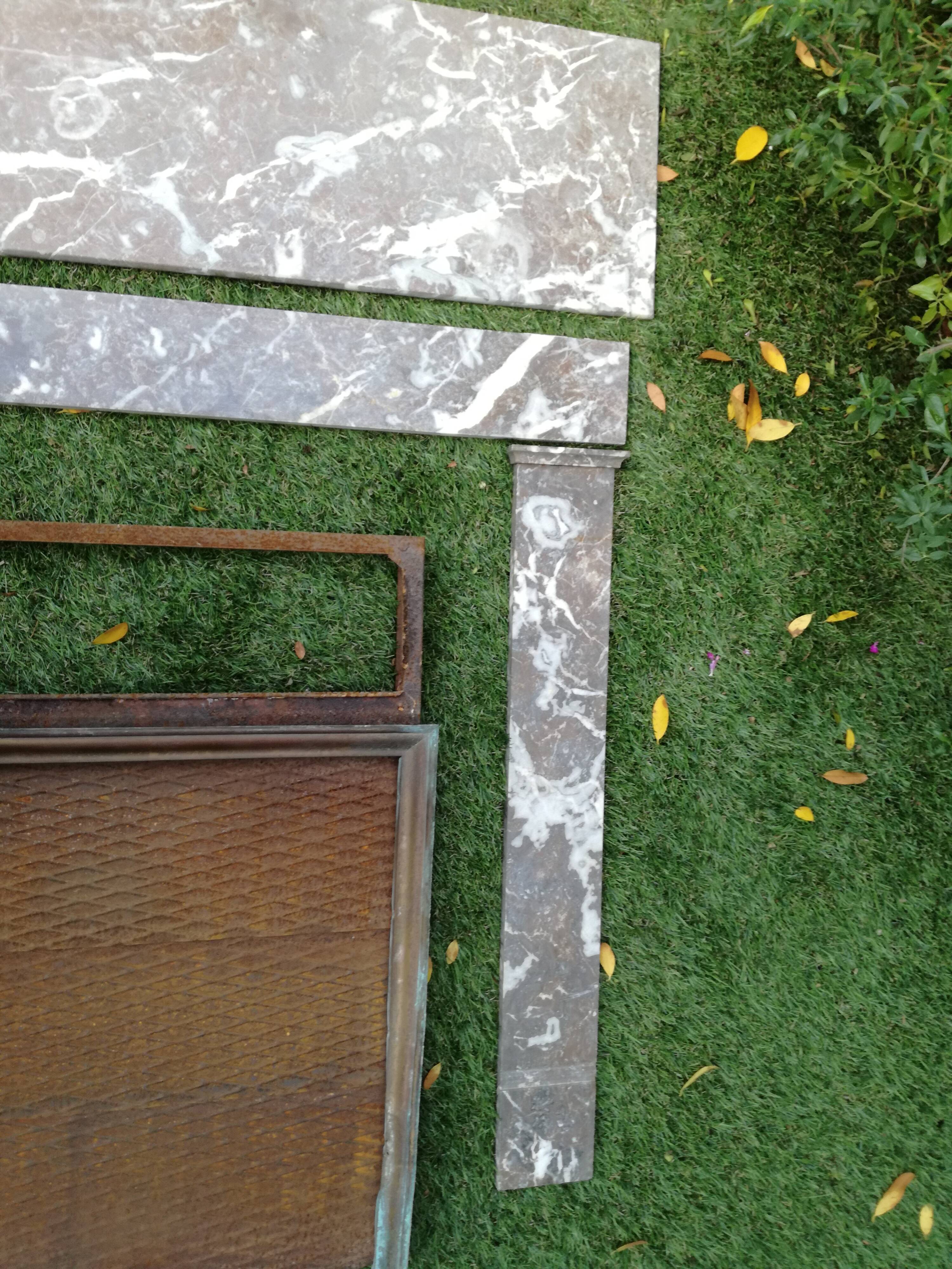 Grey marble fireplace