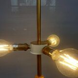 Brass floor lamp with neo-classical 3-light shelf