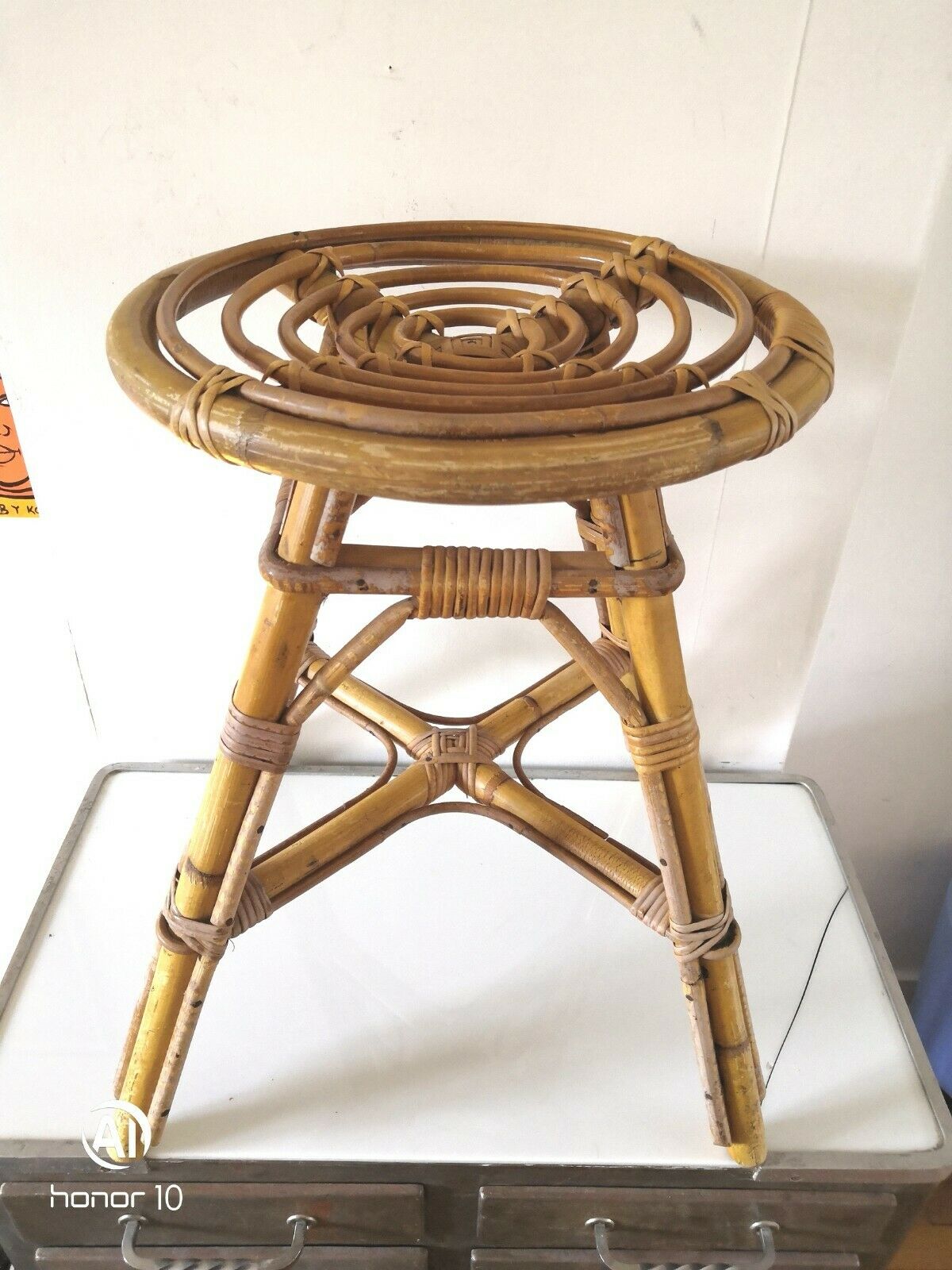 Vintage rattan stool