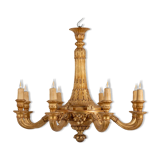 Dumez, Louis XVI style chandelier in carved and gilded wood. 1950s.