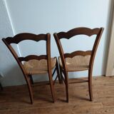 Pair of straw country chairs
