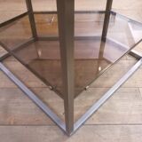 Angle shelf in chrome metal and smoked glass