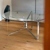 Vintage Mid Century Chrome & Glas Bauhaus Coffee Table