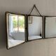 Vintage 1930s barber's triptych mirror, black beveled crystal - 28 x 70 cm