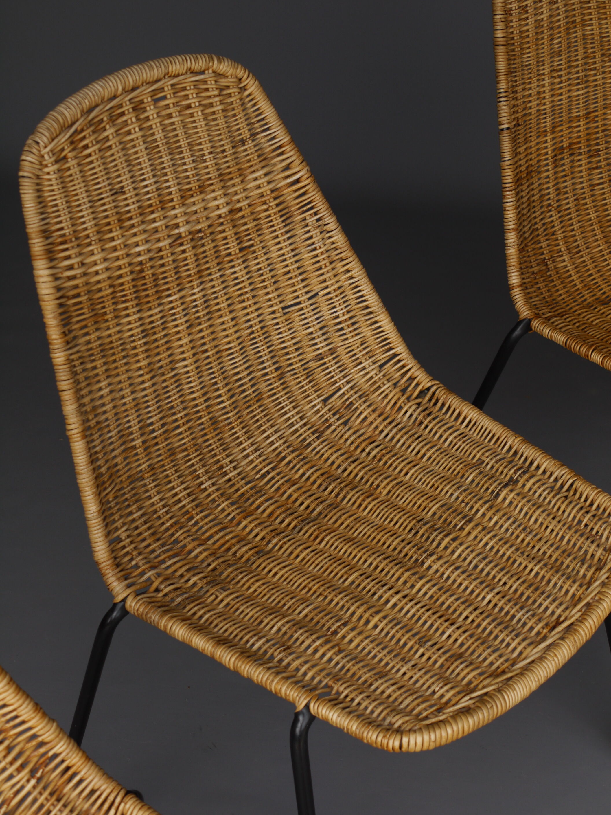 Mid-Century Wicker Chairs by Gian Franco Legler, 1950s. Set of 4