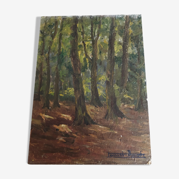 Tableau peinture huile sur panneau sous-bois