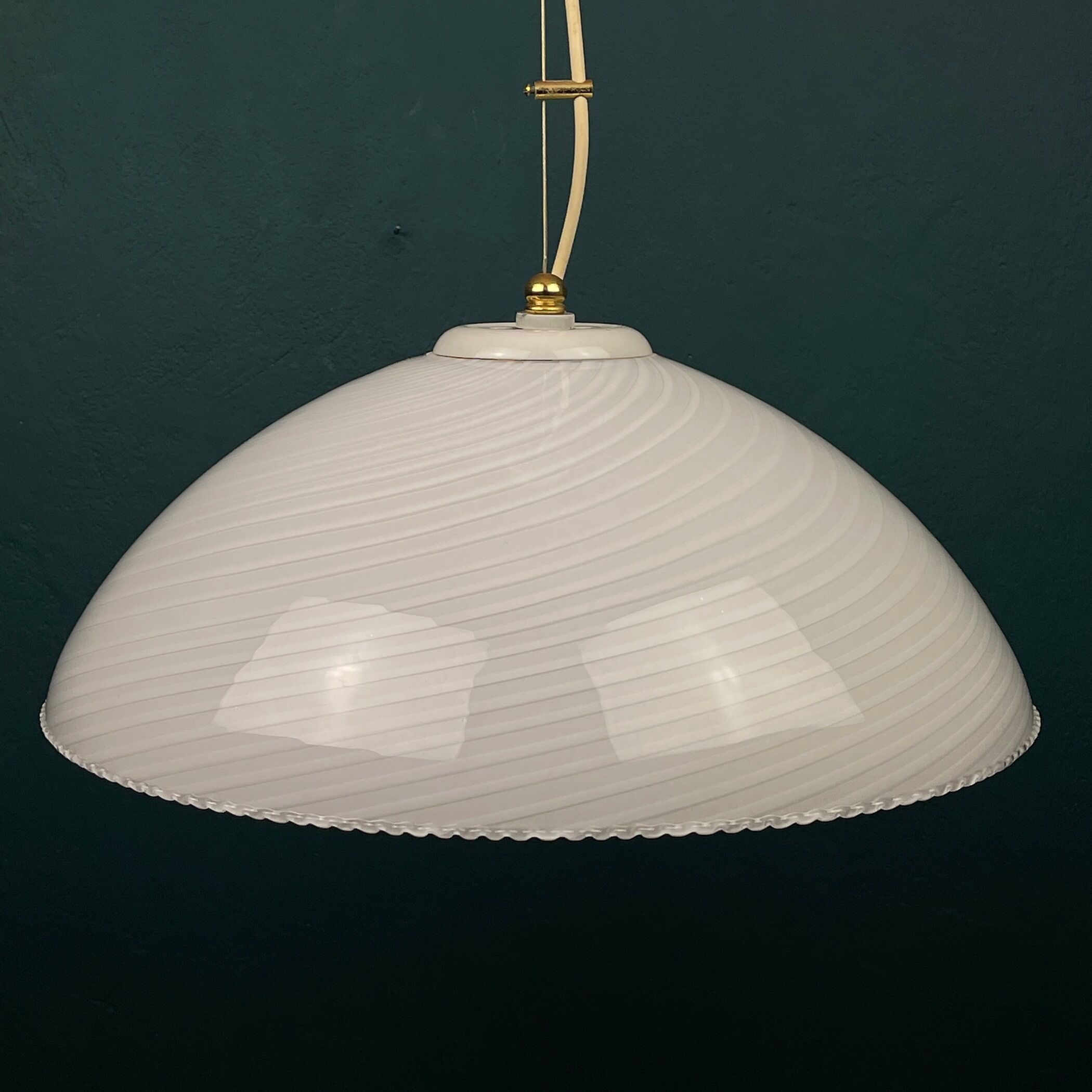 Vintage swirl murano glass pendant lamp Italy 1970s