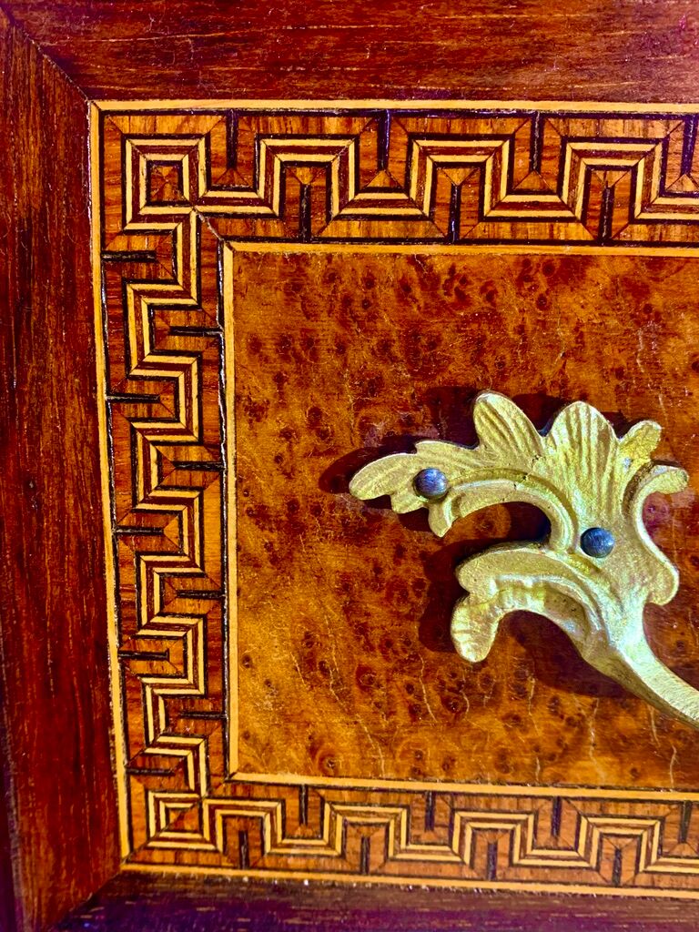 Secretary Napoleon in rosewood, violet wood and gilded bronzes.