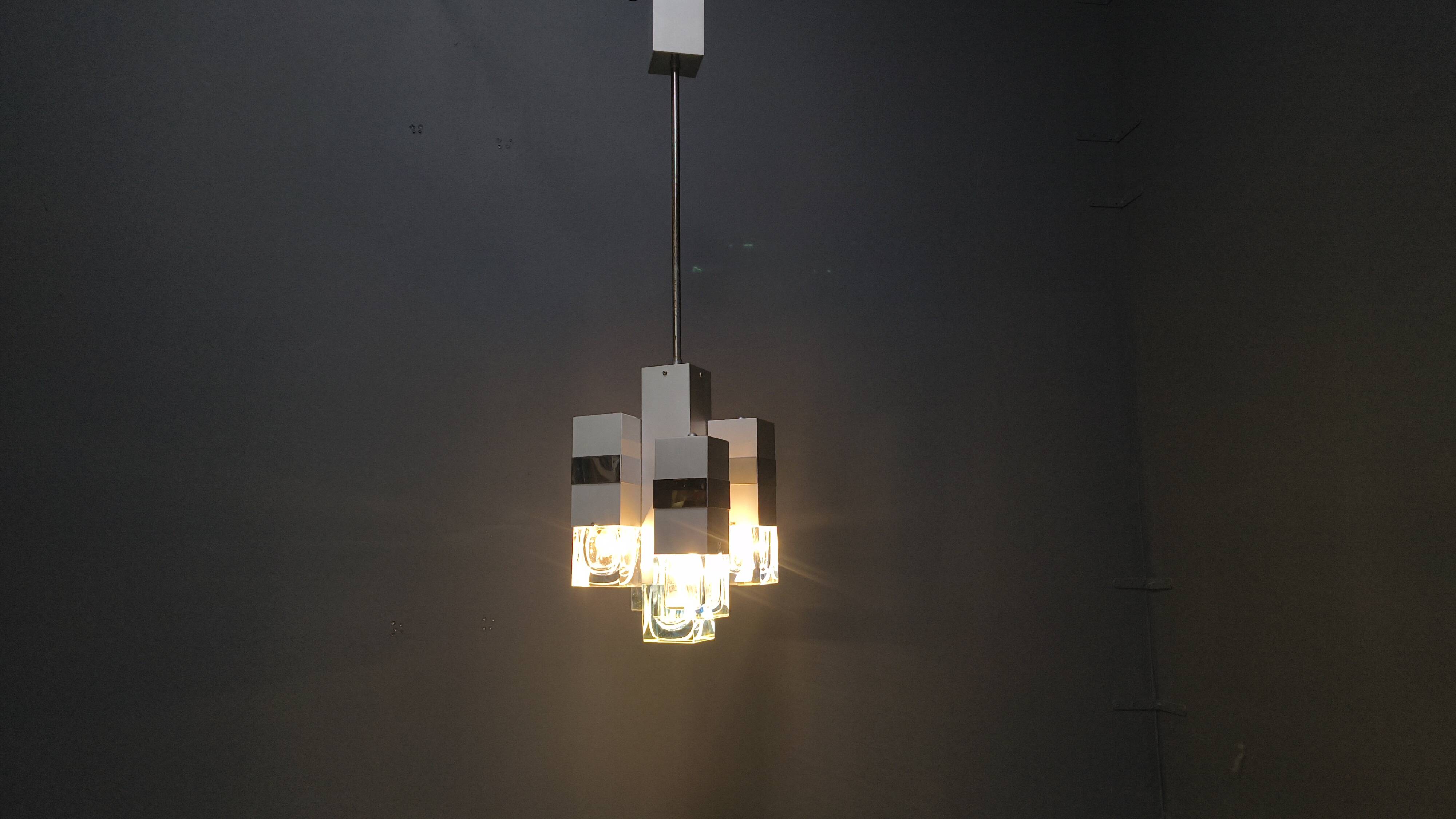 Vintage Cubico Chandelier by Gaetano Sciolari, 1970s
