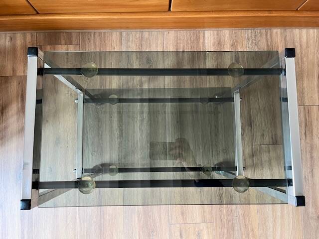Chrome and glass serving trolley