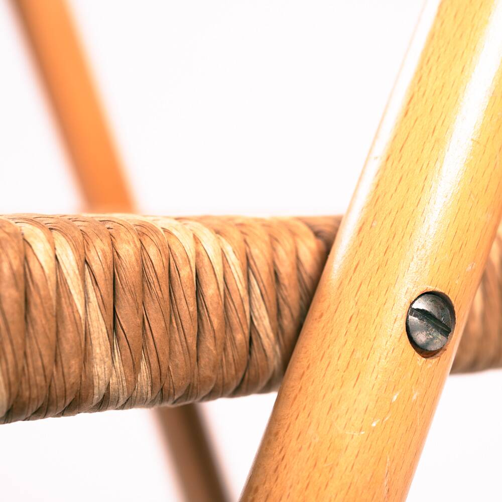 Vintage Italian straw folding chairs, set of 3