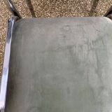 Vintage table, glass top, chrome base + 4 chairs