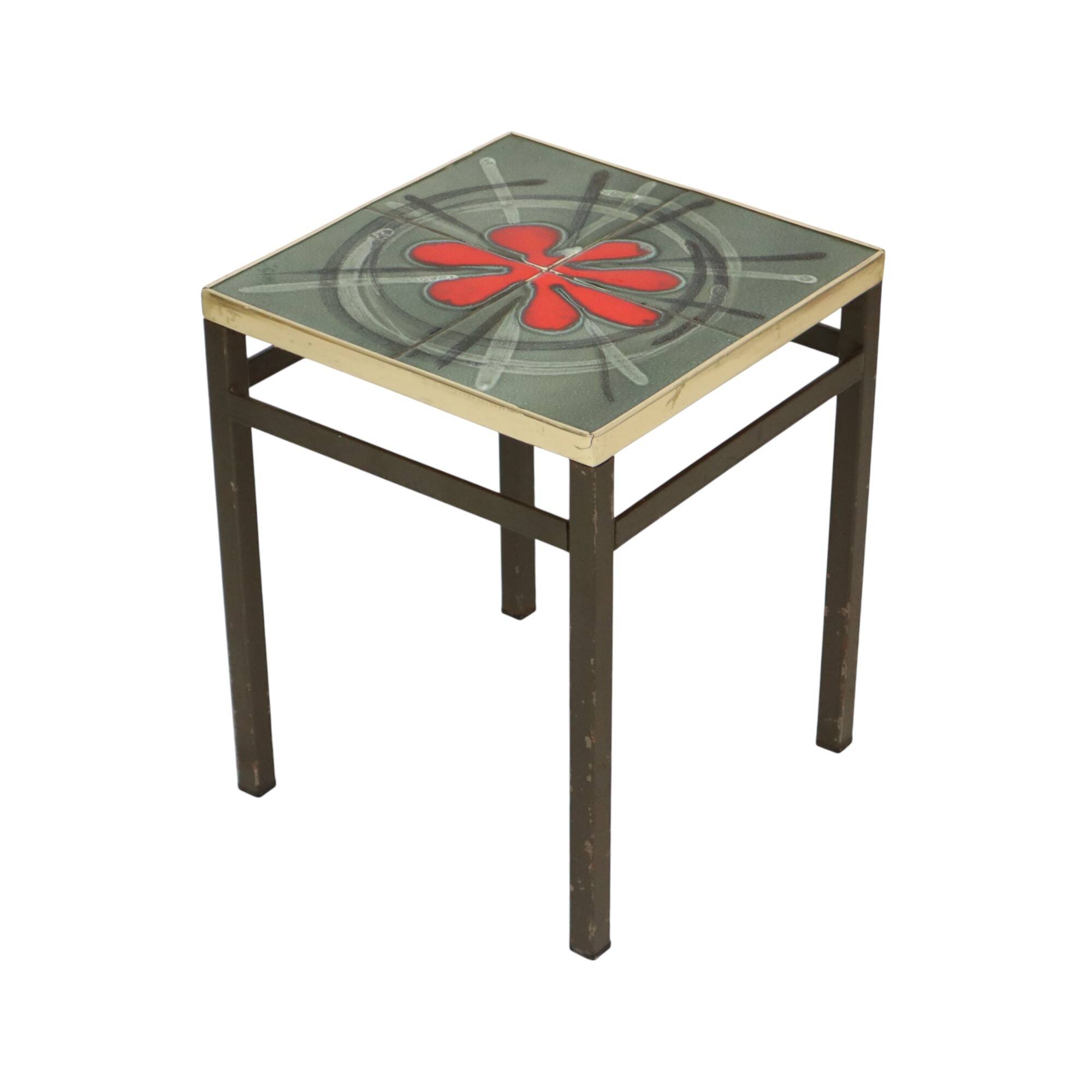 Vintage Square Ceramic Plant Table Tile Table Sixties
