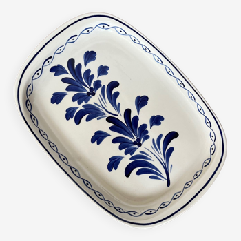 Large hand-painted stoneware dish