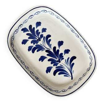 Large hand-painted stoneware dish