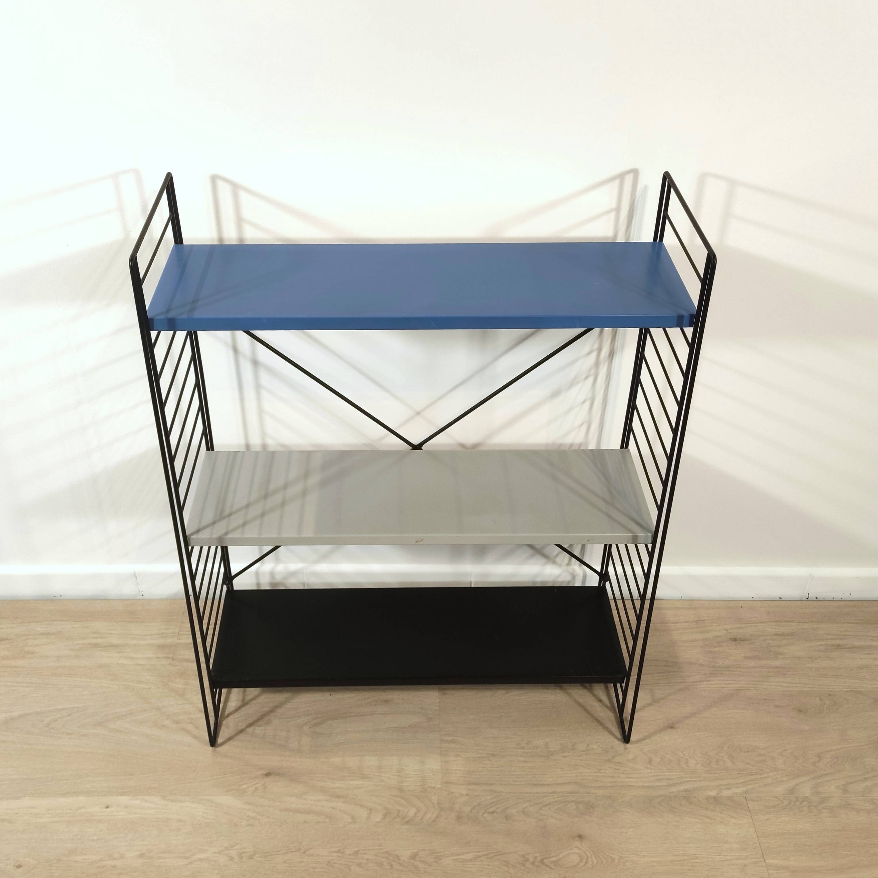 Mid century free standing rack with metal shelves by A. Dekker for Tomado