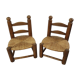 Pair chairs solid wood