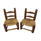 Pair chairs solid wood
