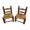 Paire chaises bois massif