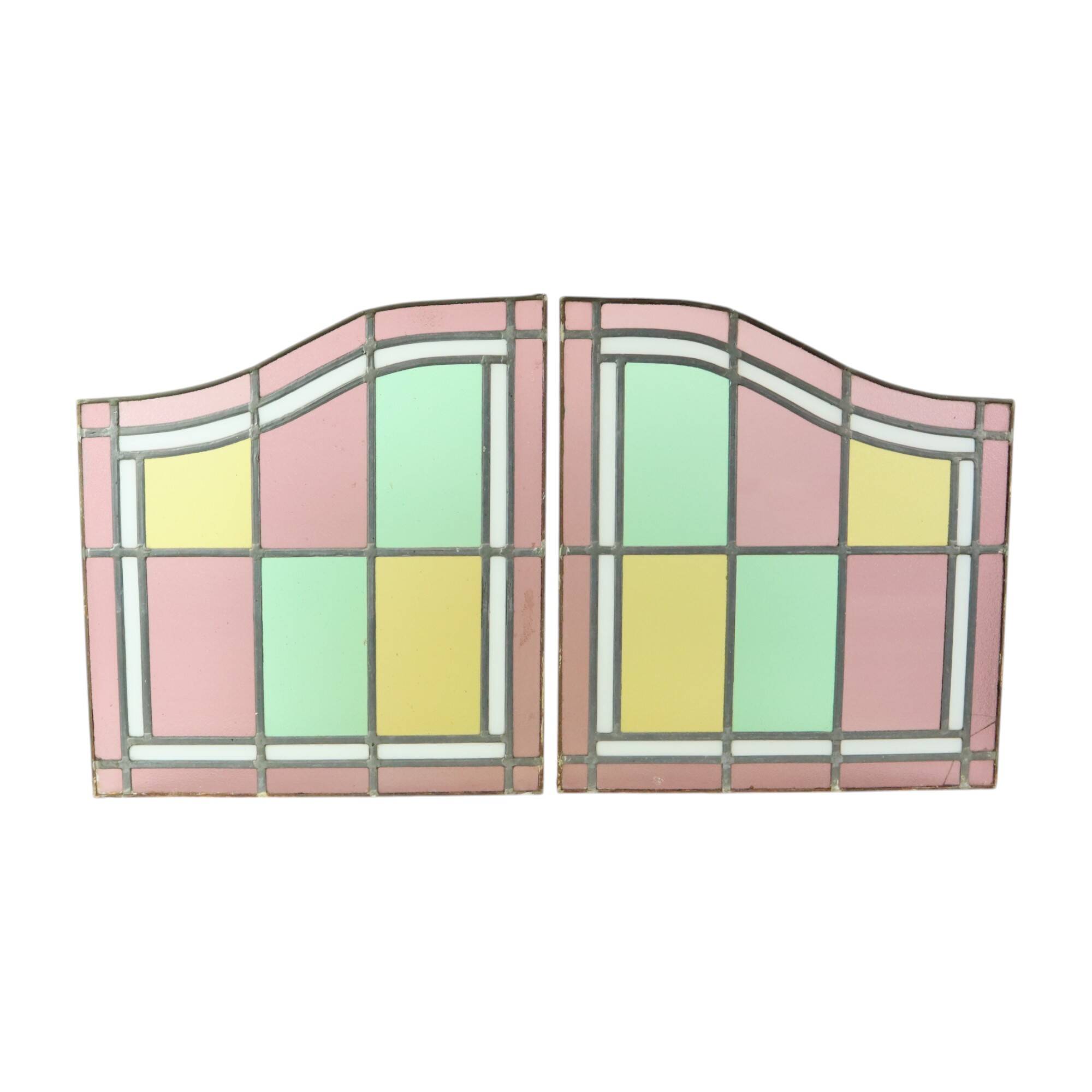 Vintage Stained Glass Window Stained Glass Set of 2 Classic Style 92x50cm