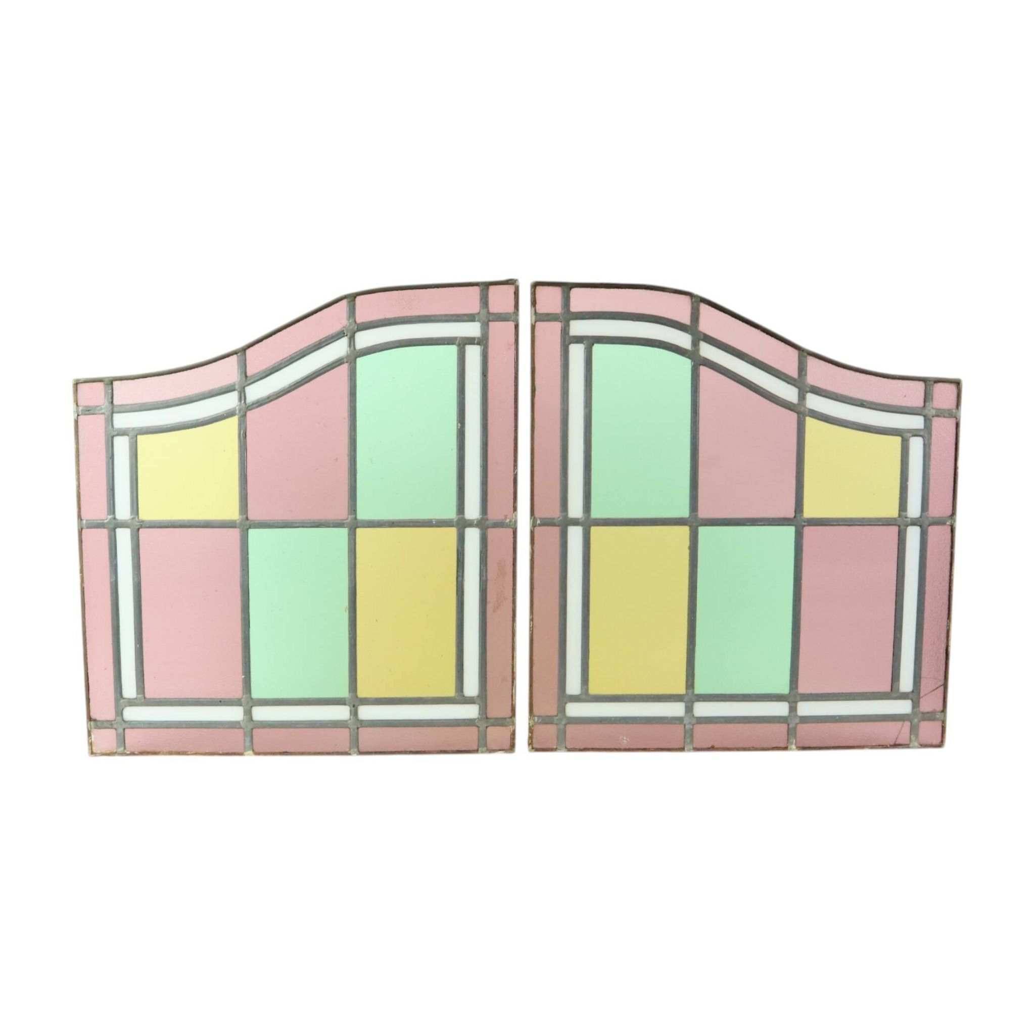Vintage Stained Glass Window Stained Glass Set of 2 Classic Style 92x50cm