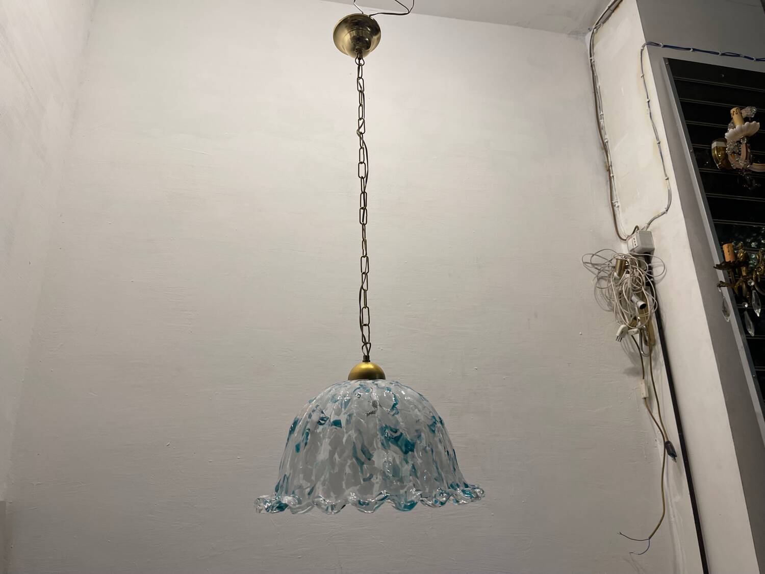 Blue Murano Art Glass Light Pendant 1970’s