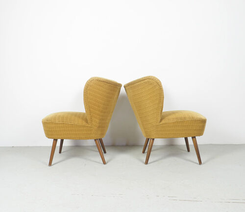 Lot de 2 fauteuils cocktail jaune ocre, 1950