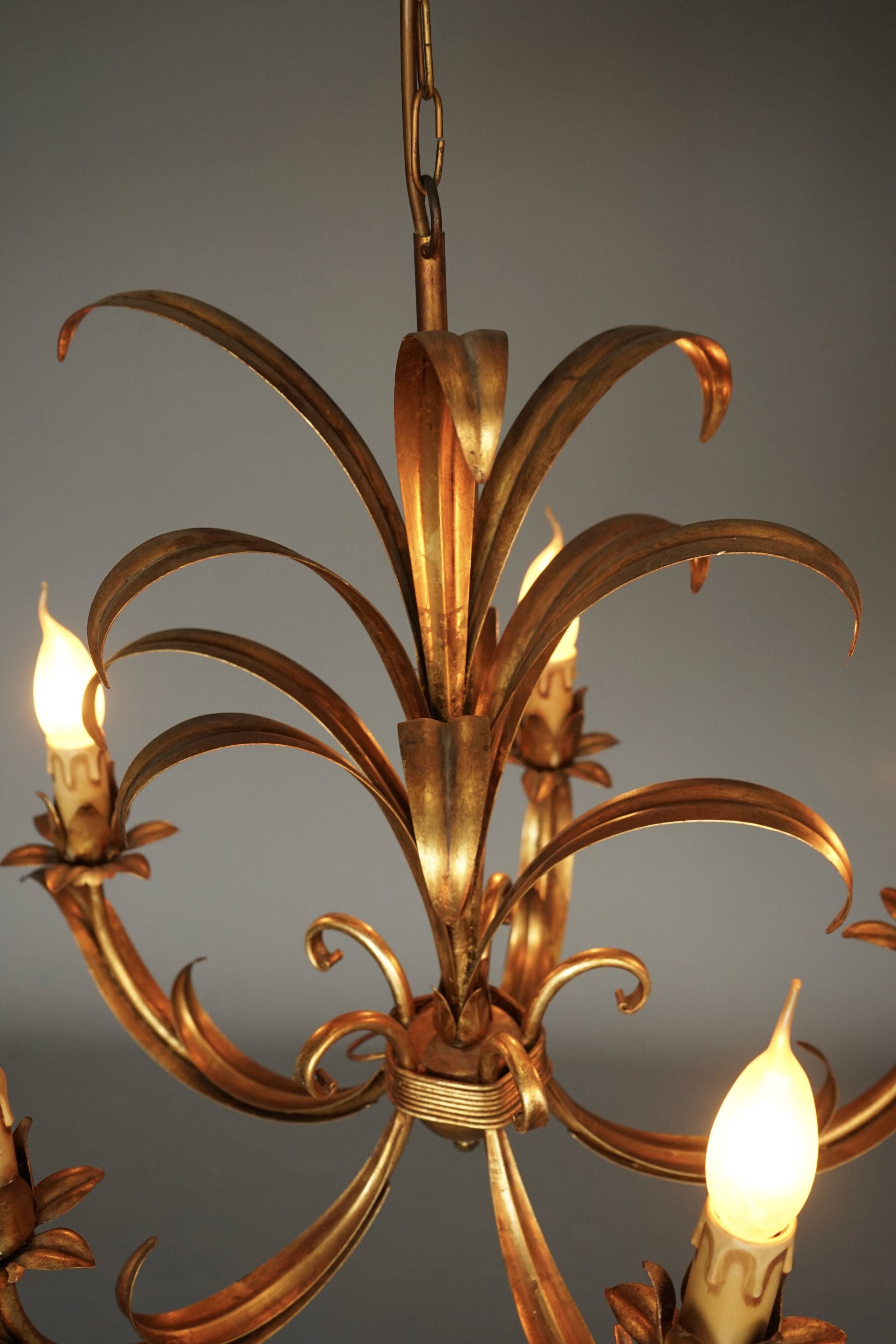 Vintage chandelier with 5 lights attributed to Hans Kögl. 1970s.