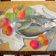 Still life with fish and fruit by Robert Vignoux (XXth)