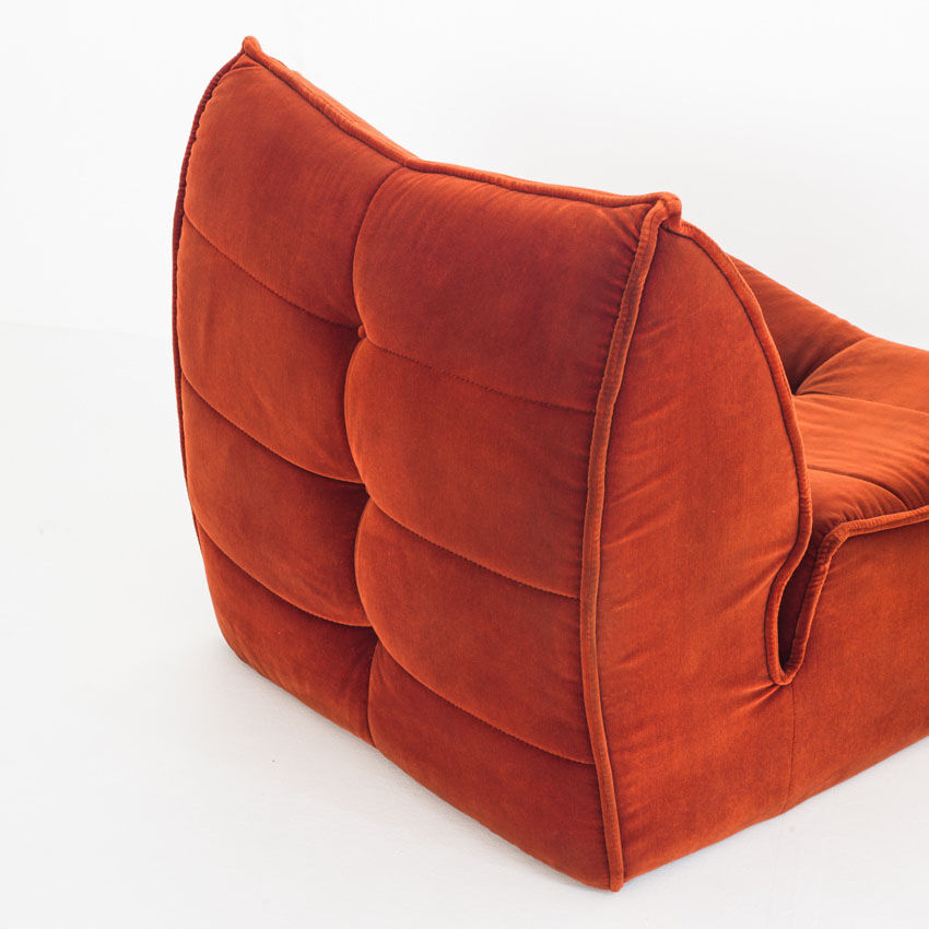 Vintage velvet lounge chair. Distributed by Cinna. France 1980s.