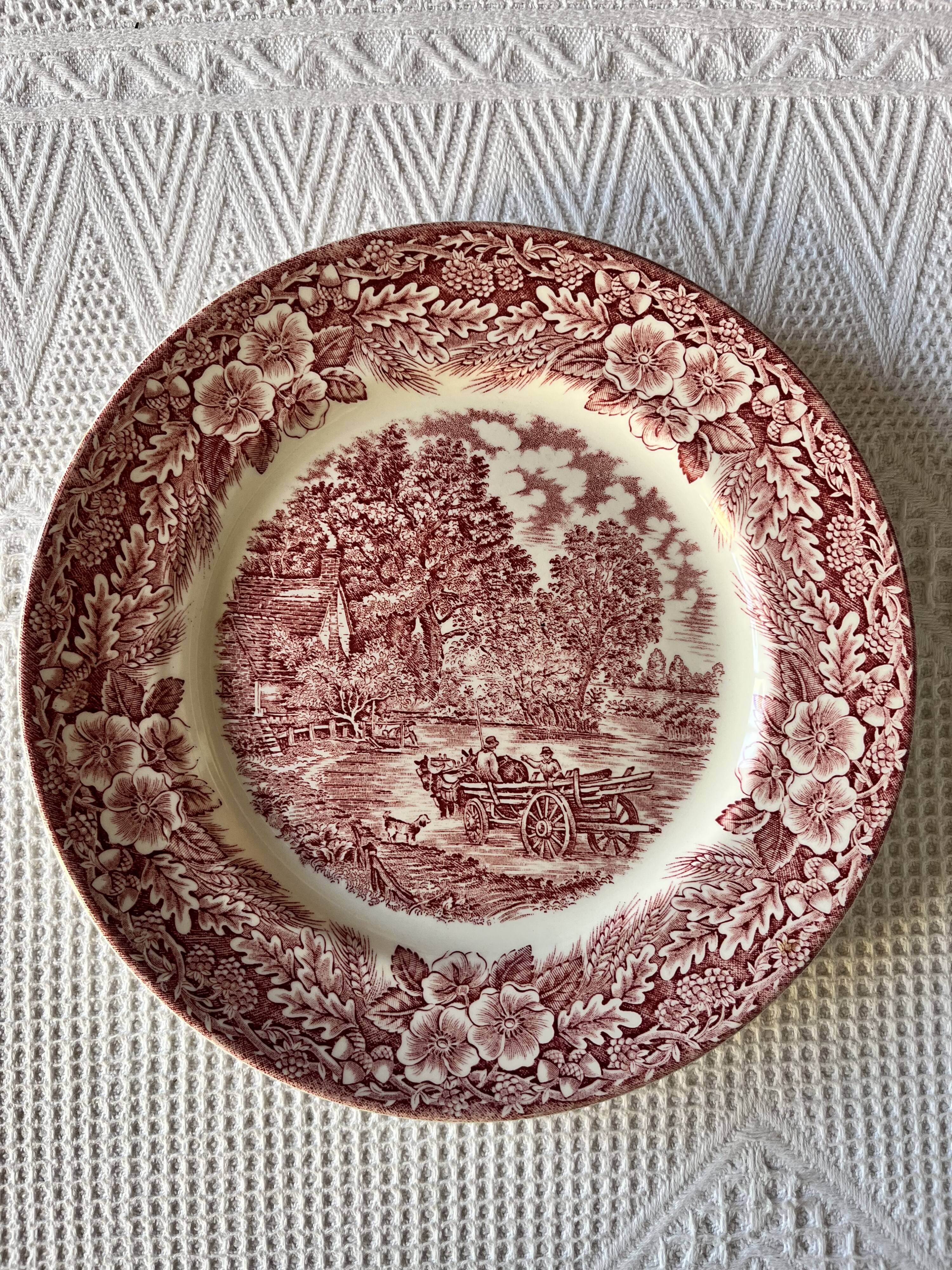 Series of 6 flat plates English earthenware