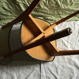 Pair of black mottled white leatherette chairs