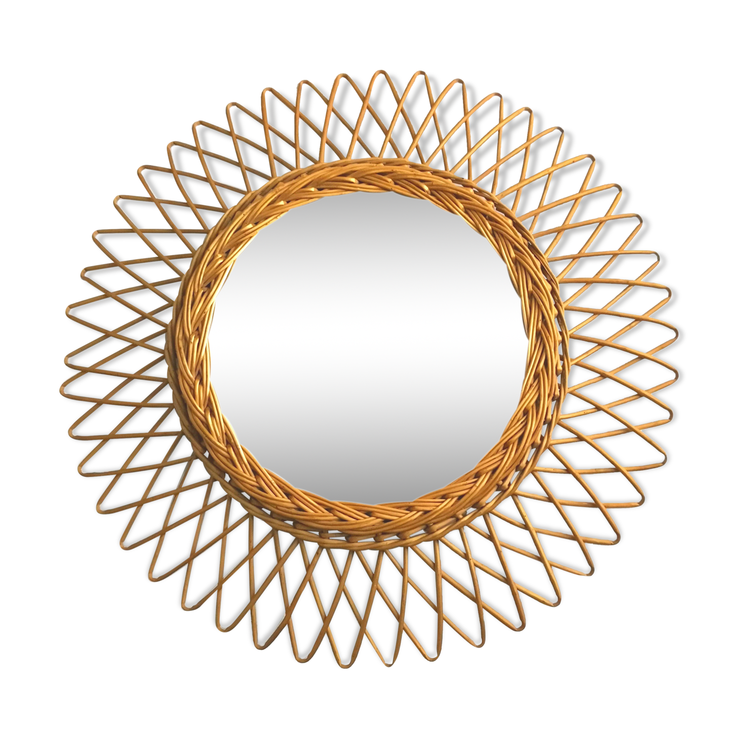 Rattan mirror 60/70 - 46x46cm