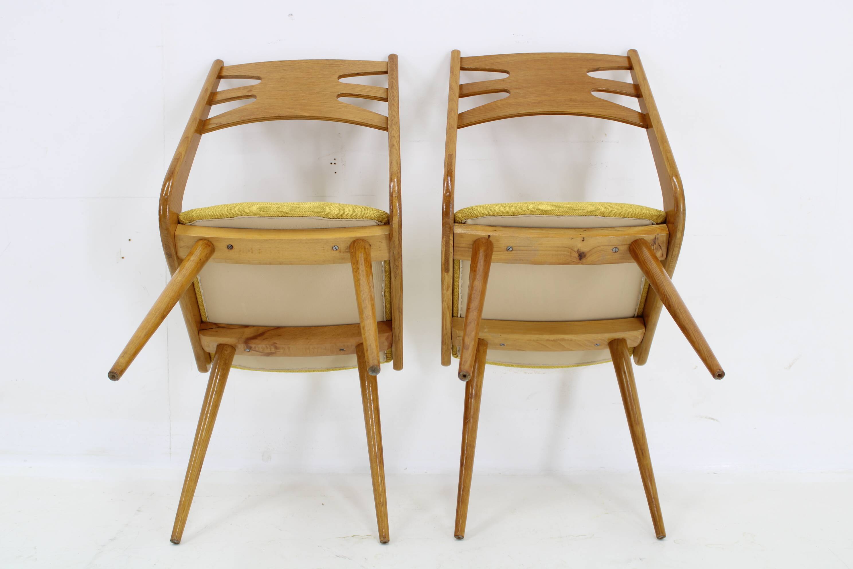1960s Set of Four Restored Rare Dining Chairs, Czechoslovakia
