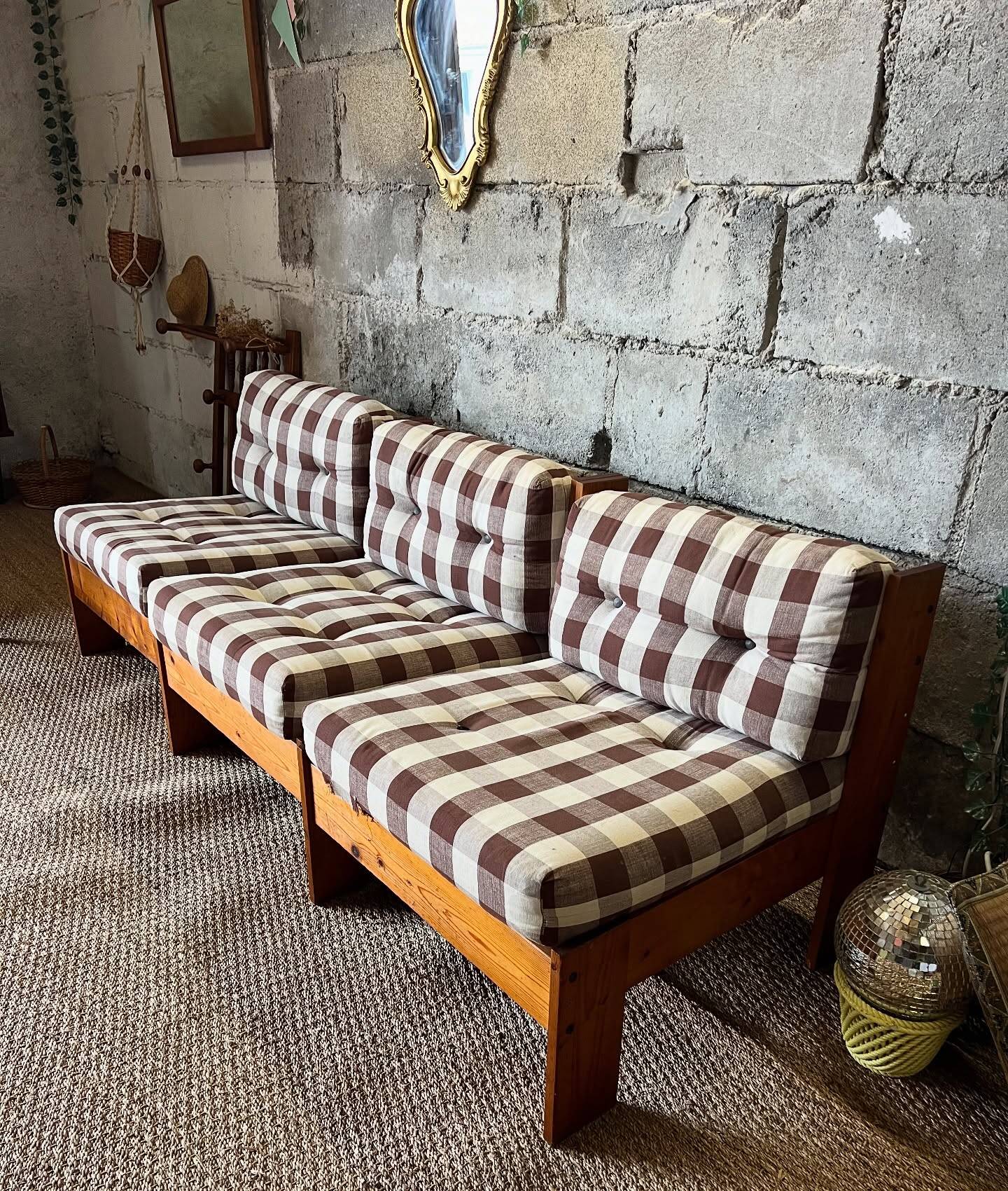 3 vintage wooden armchairs/lounges